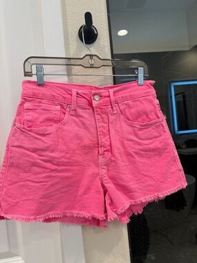 Good American High-Rise Pink Denim Shorts